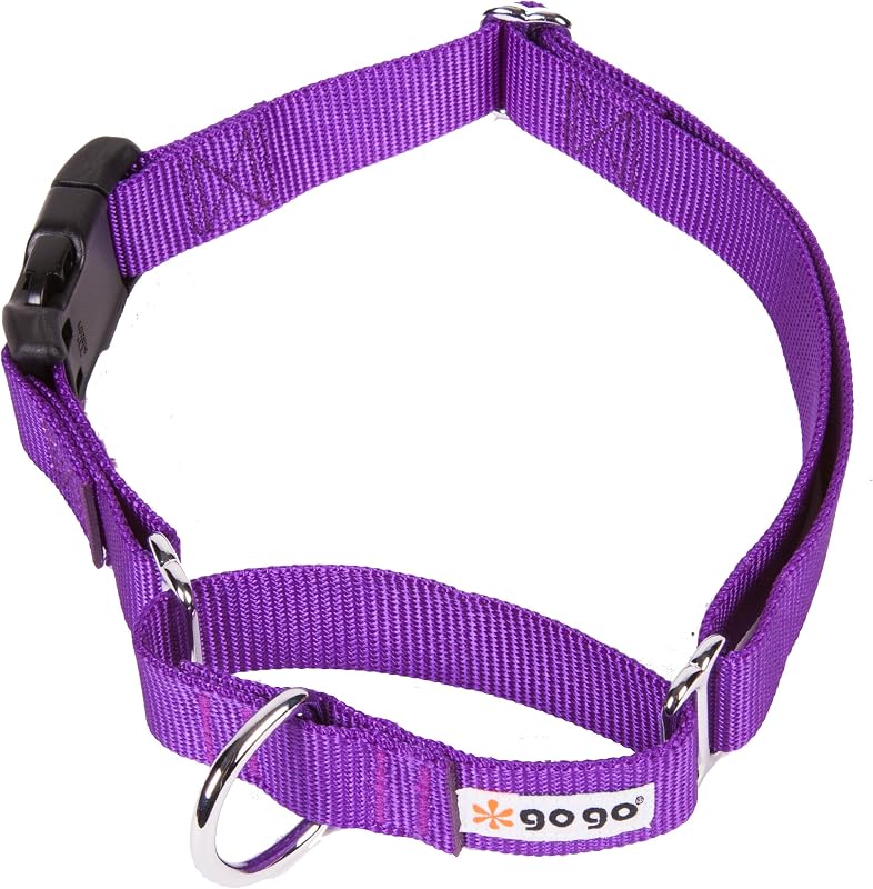 Coleira Martingale para Cães GOGO em Nylon Macio com Fivela YKK, Roxa, Média