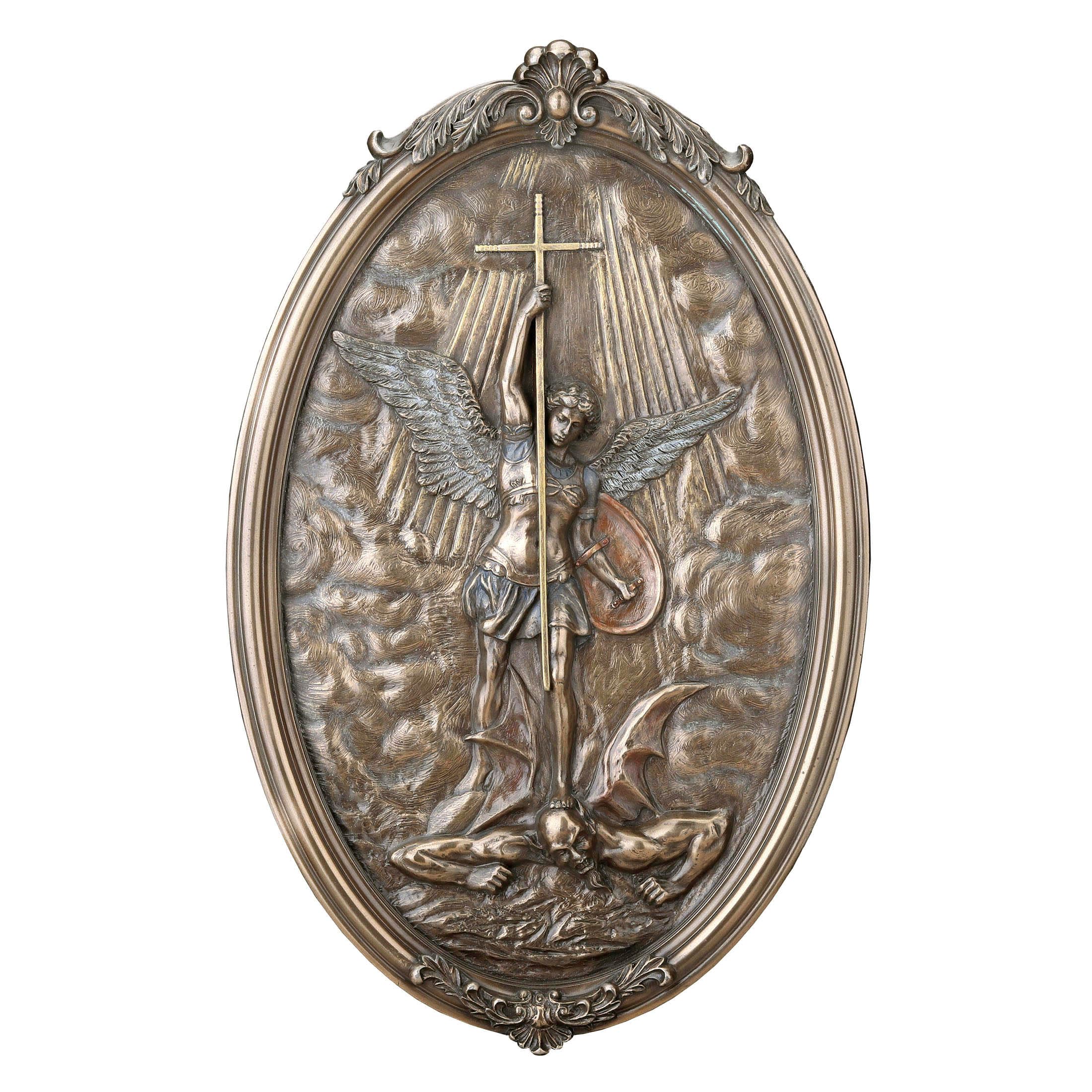 St. Michael The Archangel Wall Plaque | Patron Saint of Grocers, Military, and Police | Christian Home Goods
