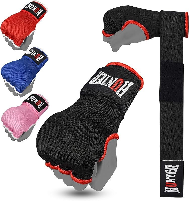 HUNTER Vendas de boxeo de gel para hombres y mujeres, guantes interiores rápidos con soporte para muñeca para MMA, Muay Thai, entrenamiento de kickboxing y artes marciales, protección de nudillos (par)
