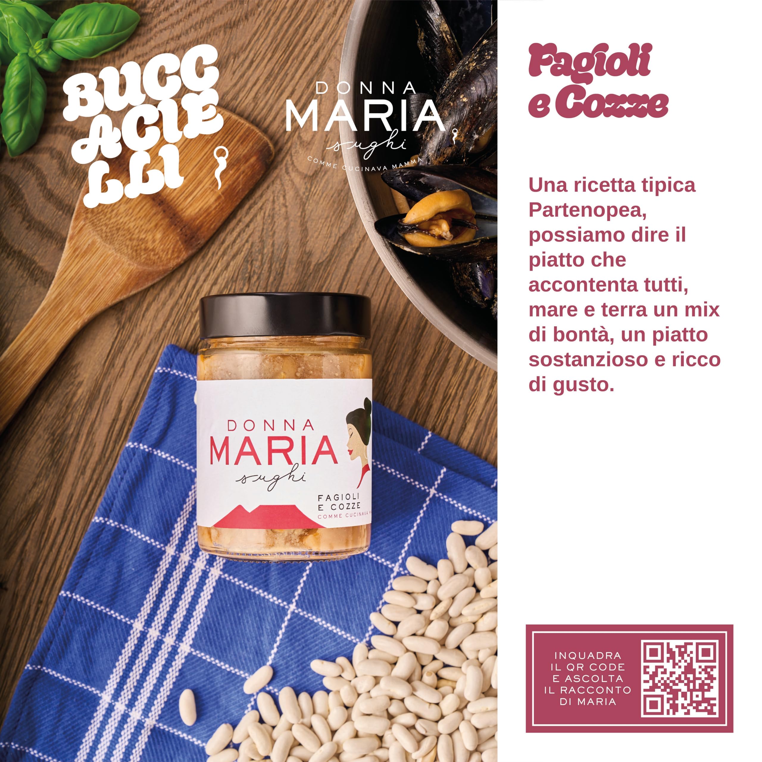 DONNA MARIA box Sughi Pronti per Pasta - sugo pronto artigianale della cucina napoletana - fagioli e cozze - salsicce e friarielli - genovese