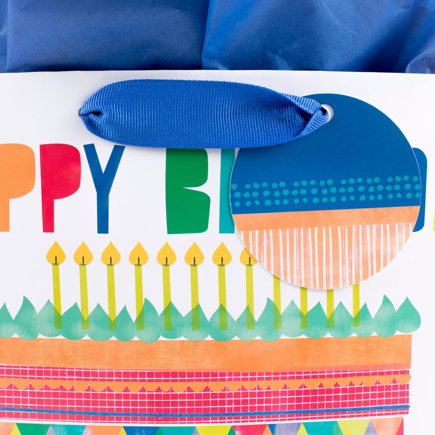 Hallmark 13" Large Gift Bag with Tissue Paper (Bright Cake) for Birthdays image 4