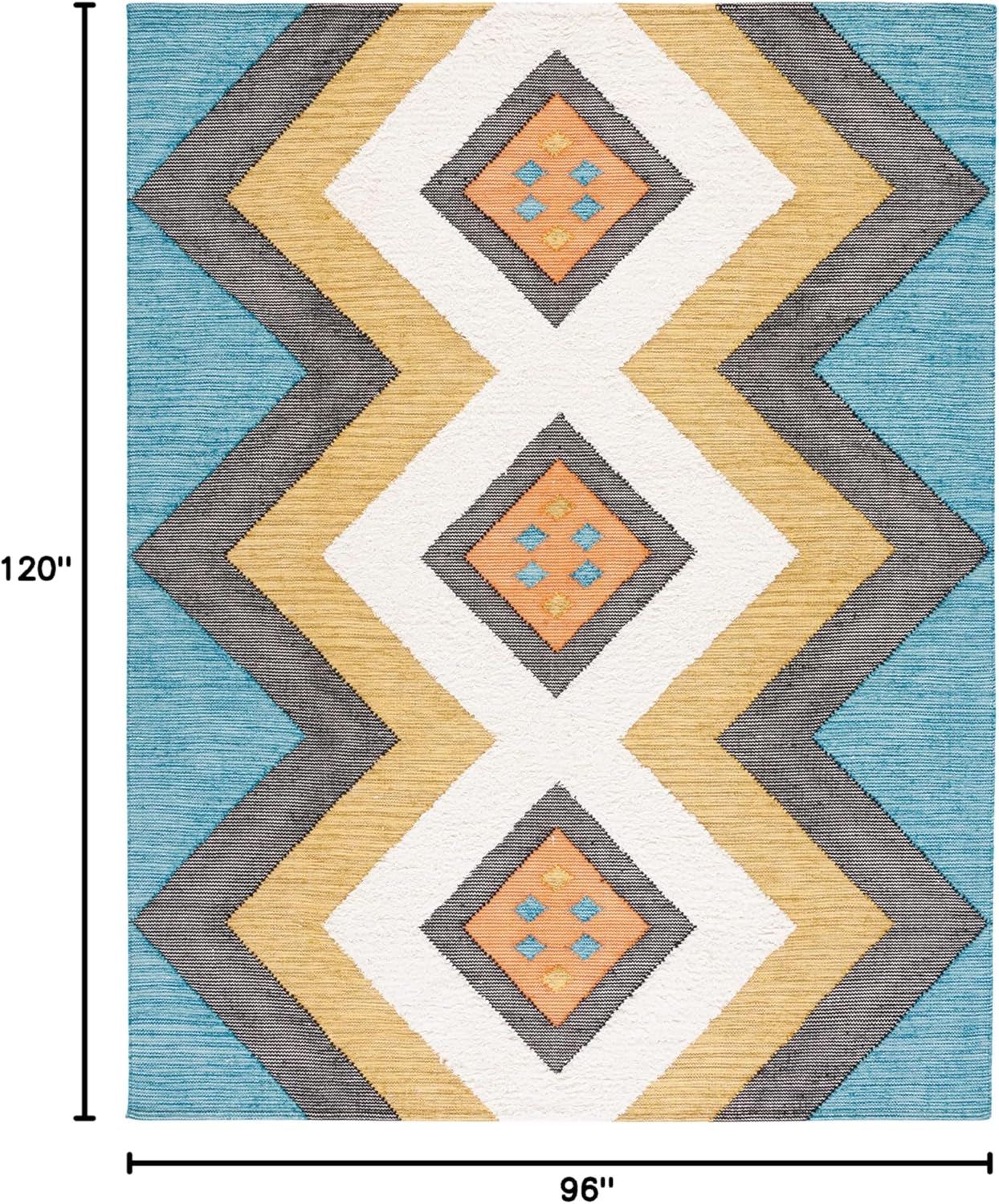 SAFAVIEH Area Rug 8x10 - Kenya Collection - Large - Black & Ivory, Handmade Wool, Southwestern Design, Ideal for Living Room, Bedroom, Dining Space (KNY277Z)