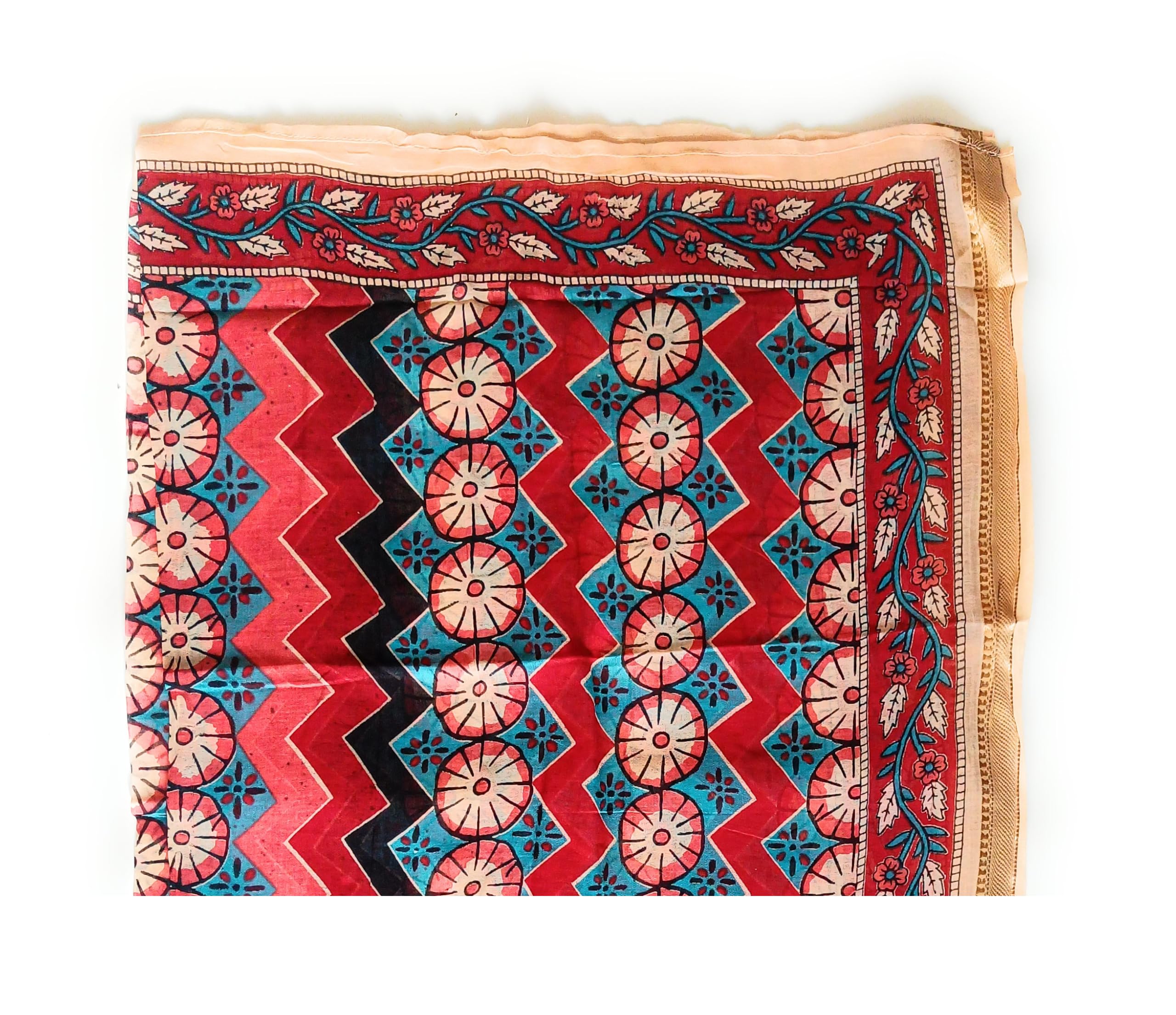 Kgm Accessories Multicolour Geometric New Extra Large Indian Cotton Gold Lurex Hand Block Printed Sarong Scarf Shawl Beach Wrap Pareo (Multicolour Geometric)