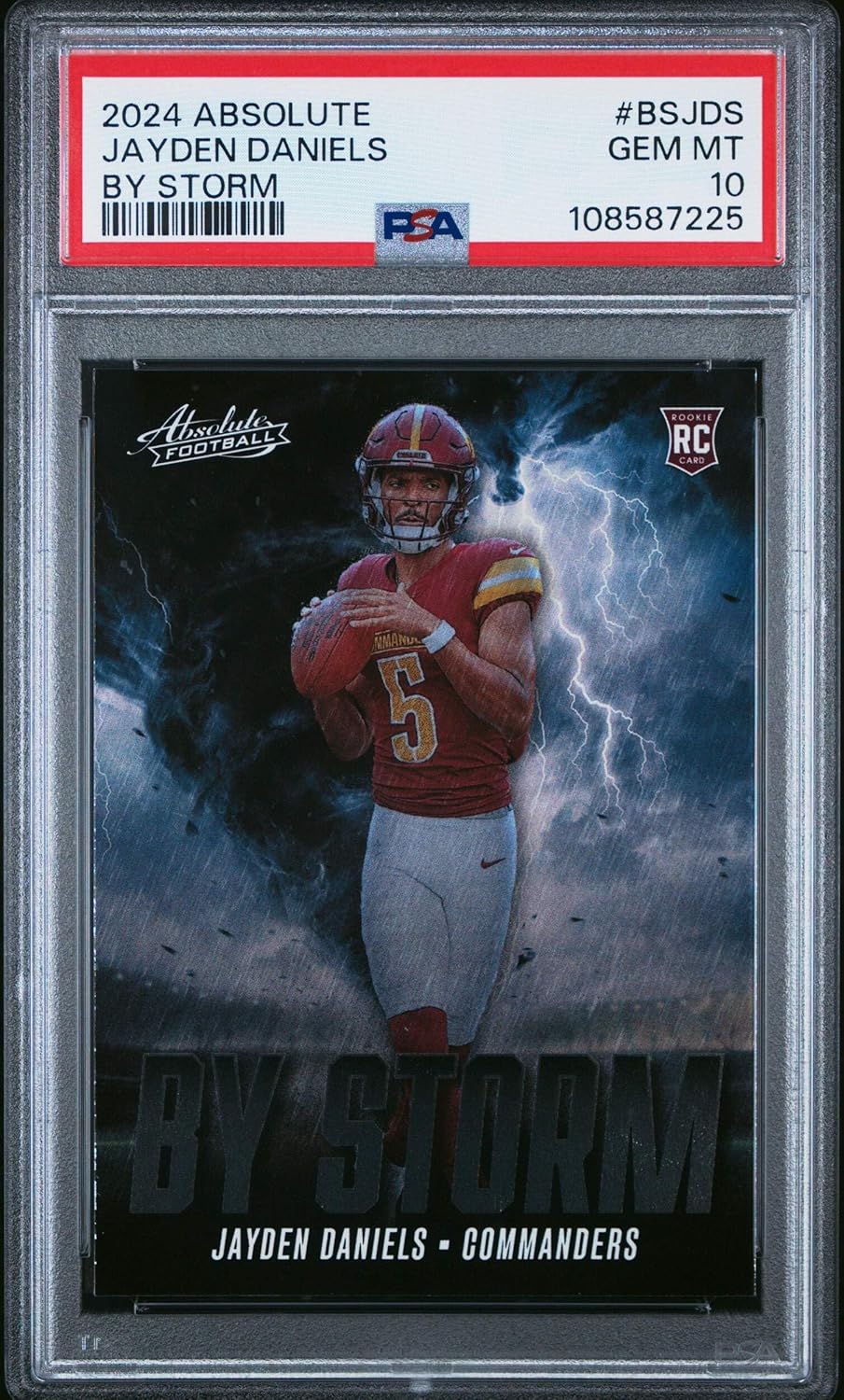 Graded 2024 Panini Absolute Jayden Daniels #BSJDS By Storm Rookie RC Football Card PSA 10 Gem Mint