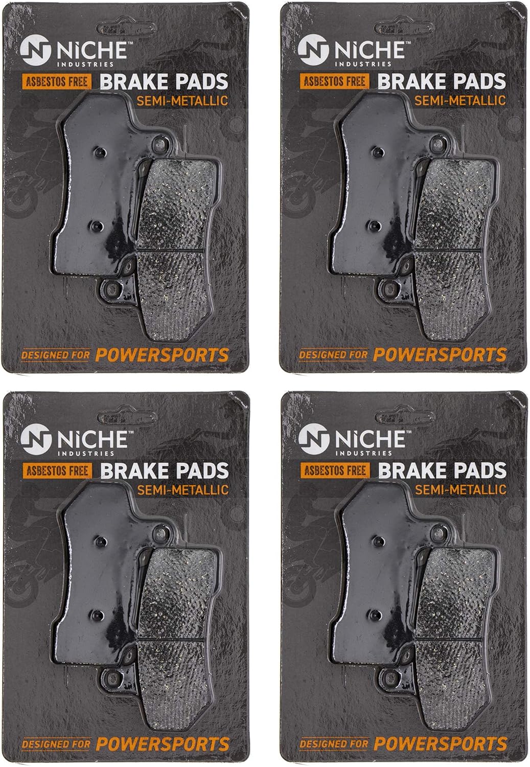 NICHE Brake Pad Set for Harley Davidson Street Rod Glide Road King Front 41854-08 Rear Semi-Metallic Alloy Steel 4 Pack