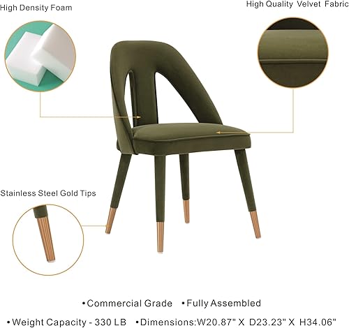 Miniatura 5 de Manhattan Comfort Neda - Sillas de comedor modernas de terciopelo con elegante diseño de respaldo en forma de T, acolchado de espuma de alta Verde