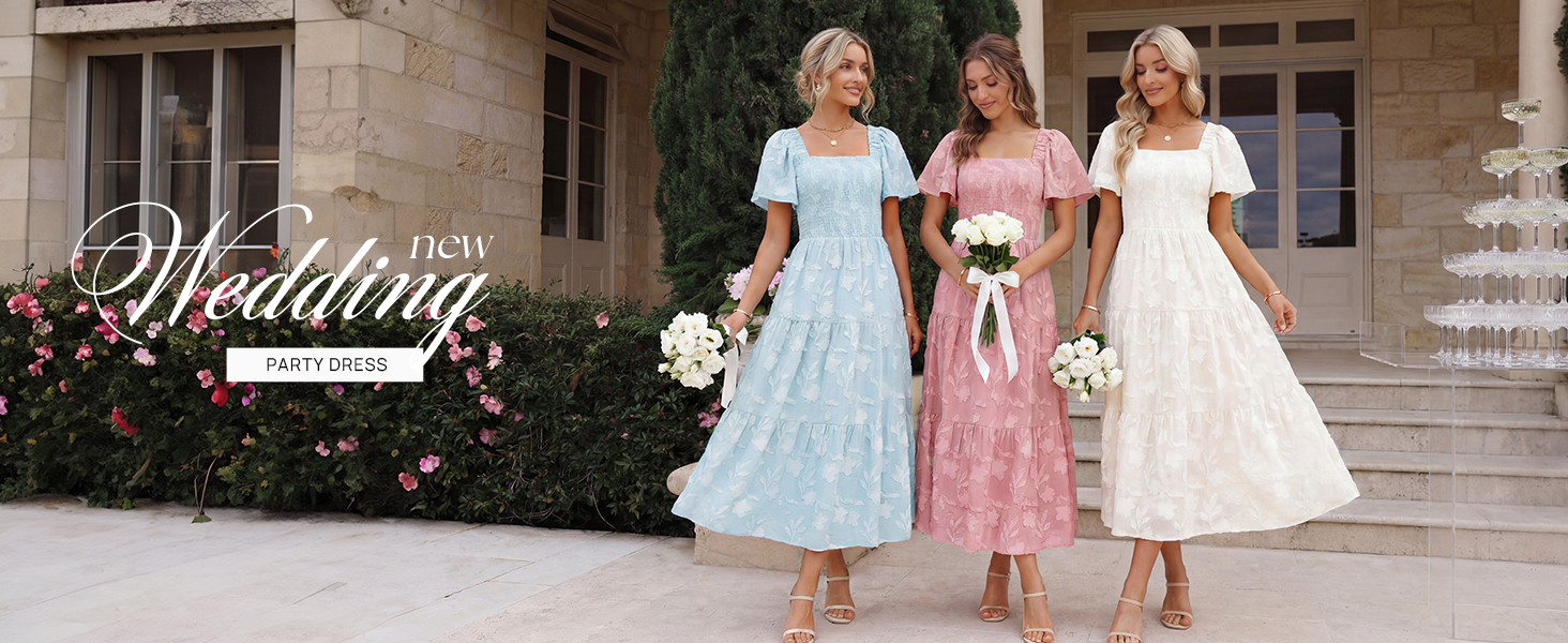 ZESICA Womens Summer Boho Floral Midi Dress 2026 Casual Flowy Beach  Vacation Wedding Guest Graduation Long Dresses Apricot X-Small at Amazon  Women's Clothing store