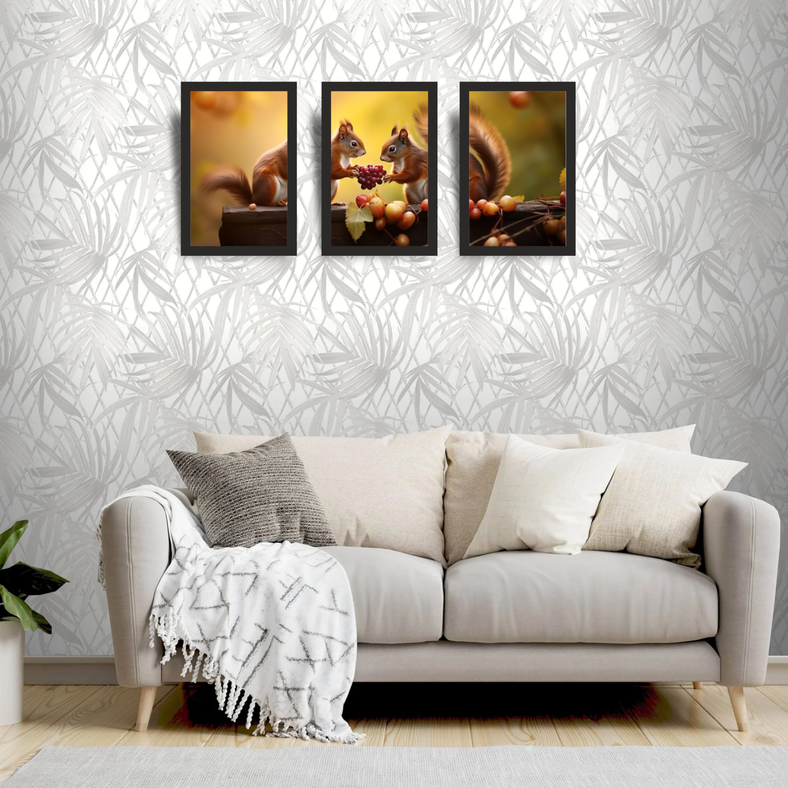 Squirrel Fruit Delight Wall Art Set of 3