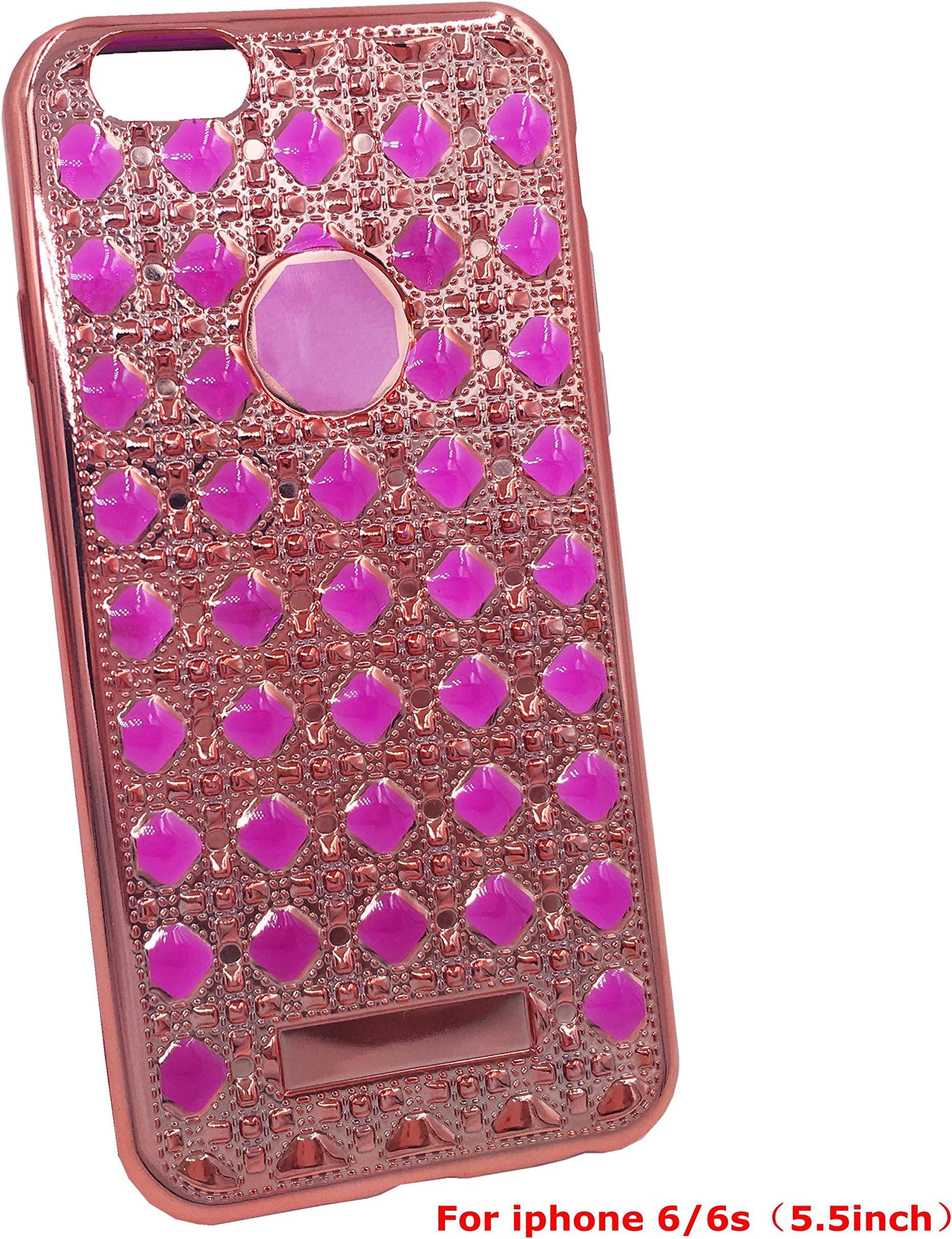 Elegant Soft Plastic Agate Electroplating Cell Phone Case for iPhone 6/6S Plus Case 5.5 Inch ，Rose Gold Backcolor (Pink Agate)