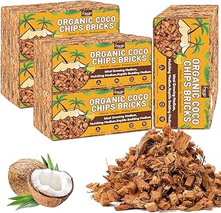 Legigo 10 Pack Coco Coir Chips for Plants- 11 LB 100% Organic Coconut Chips Brick Potting Mix with Low EC & PH Balance, Coconut Husk Substrate Coco Husk Mulch for Garden, Planting, Orchid and Soil Mix