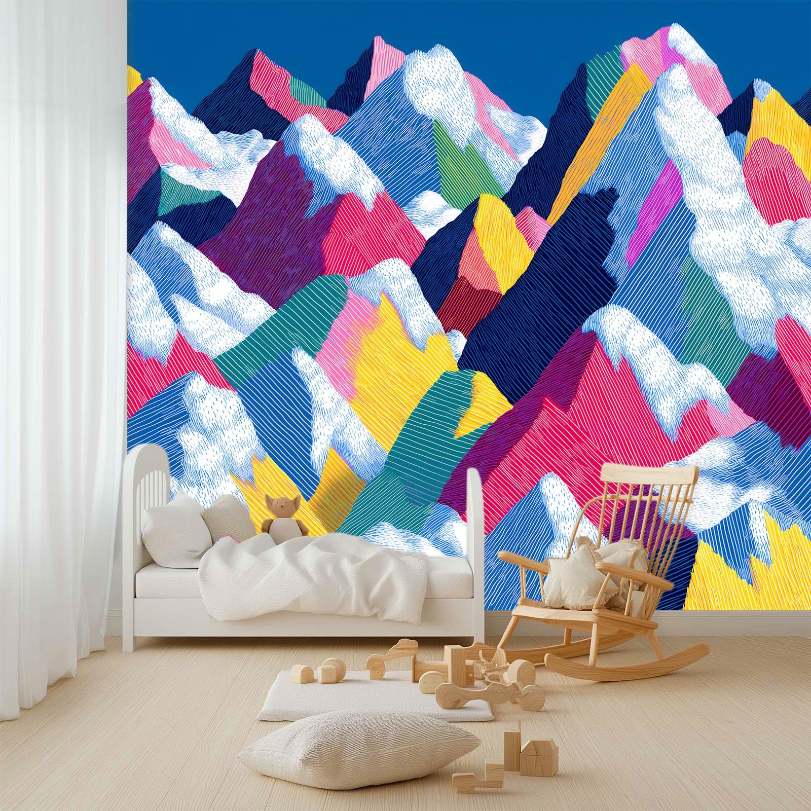 Fototapeta 350 x 256 cm (szer. x wys.), minimalistyczny, geometryczny kształt, góra, efekt 3D, wysokiej jakości nowoczesna dekoracja ścienna, tapeta z włókniny, tapeta ścienna do salonu, sypialni