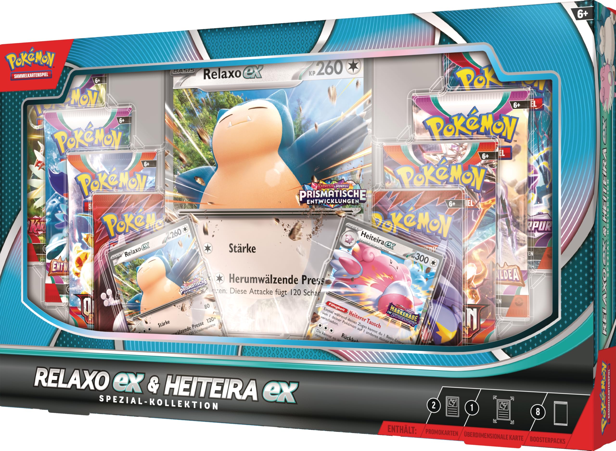 Pokémon-Sammelkartenspiel: Spezial-Kollektion Relaxo-ex & Heiteira-ex (2 holografische Promokarten, 1 überdimensionale Karte & 8 Boosterpacks)