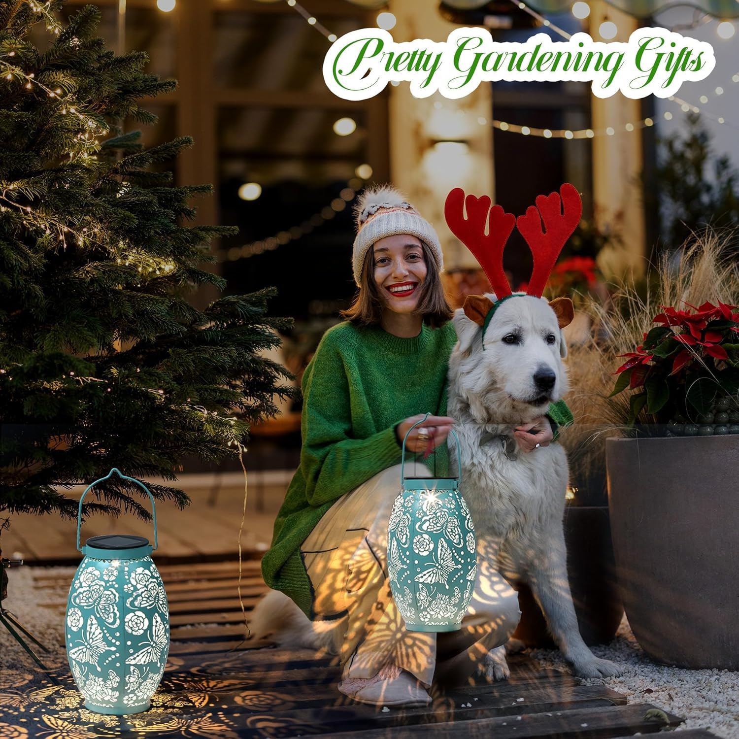 Condition photo showing New/Like New for Butterfly Solar Lanterns, Gifts for Women Mom Birthday, Butterfly Decorations for Garden Patio Yard Porch Decor, Big Metal Hanging Solar Lanterns Outdoor Waterproof 1 Butterfly