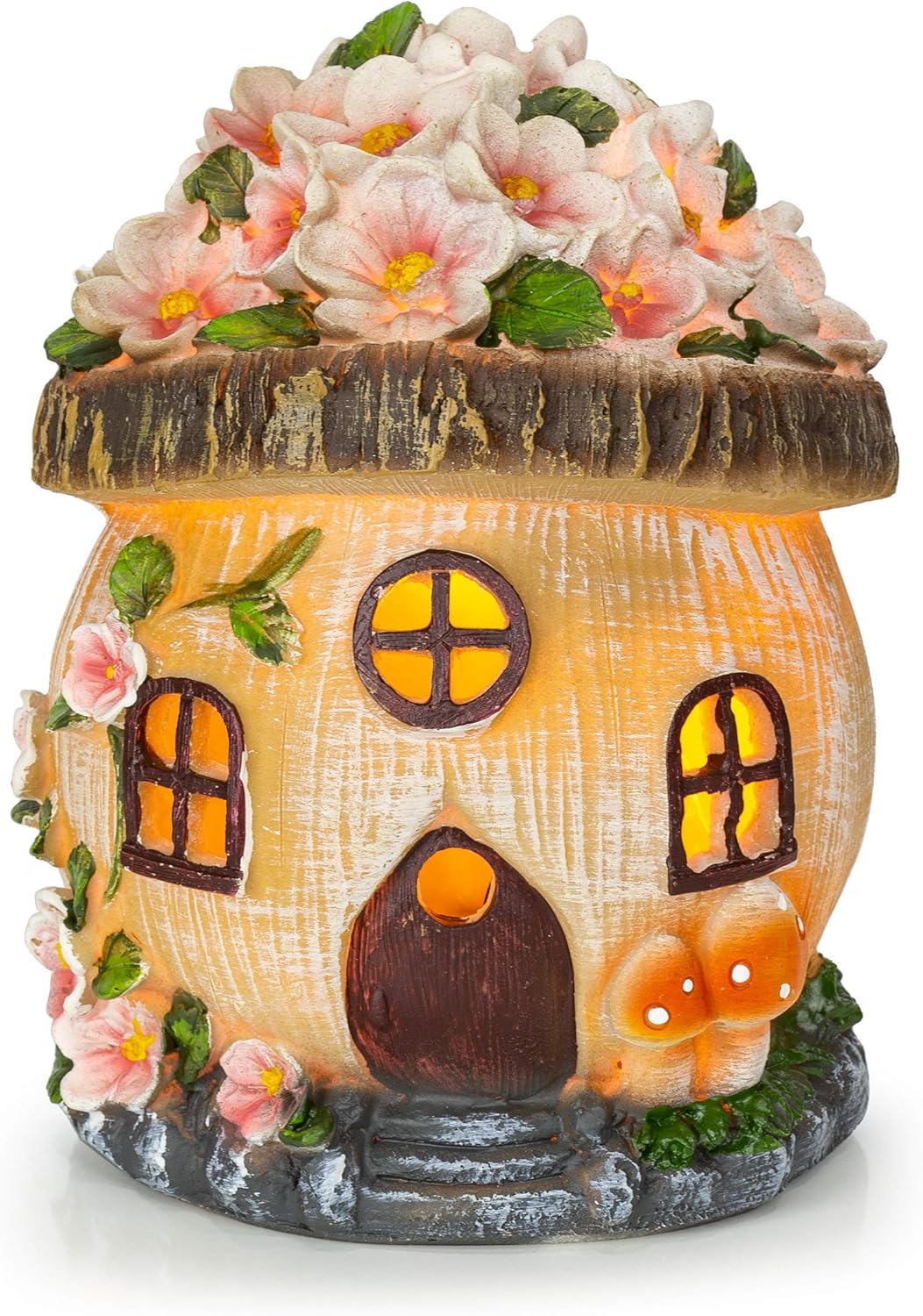 Gnome Fairy House Solar Powered LED Outdoor Decor Garden Light : Tools & Home Improvement