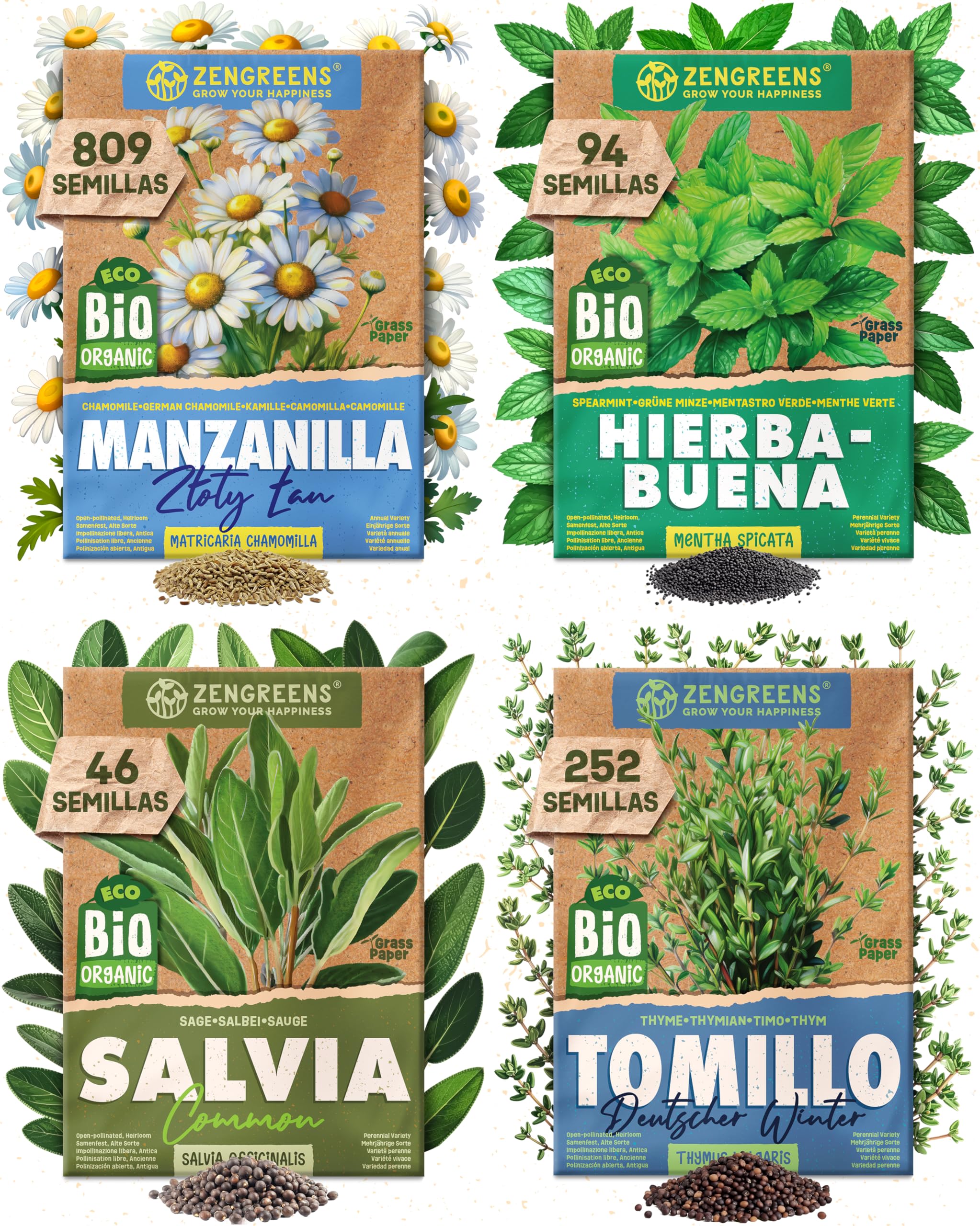 ZenGreens® - Set de semillas de hierbas medicinales y para infusiones eco - 10 variedades para cultivar fácilmente en el jardín, balcón o parterre elevado - Sementes verduras — view 12