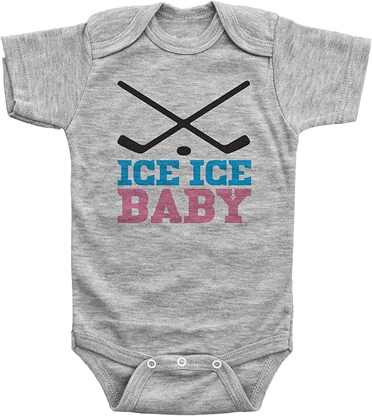 WolfeDesignPDD Ice Ice Baby, Girls Hockey Onesie, Funny Hockey Bodysuit