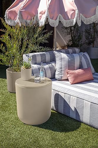 Miniatura 15 de Veradek Mesa auxiliar refrigerante - 2 en 1 - Diseñada para su uso como mesa auxiliar al aire libre, decoración de patio y baúl de hielo Arena