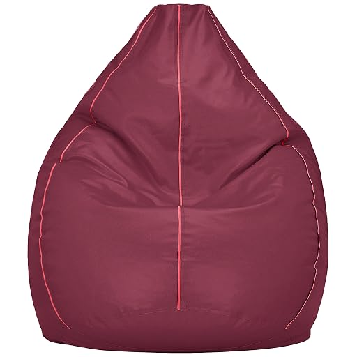Solimo Teardrop Bean Bag Cover, Maroon With Pink Piping