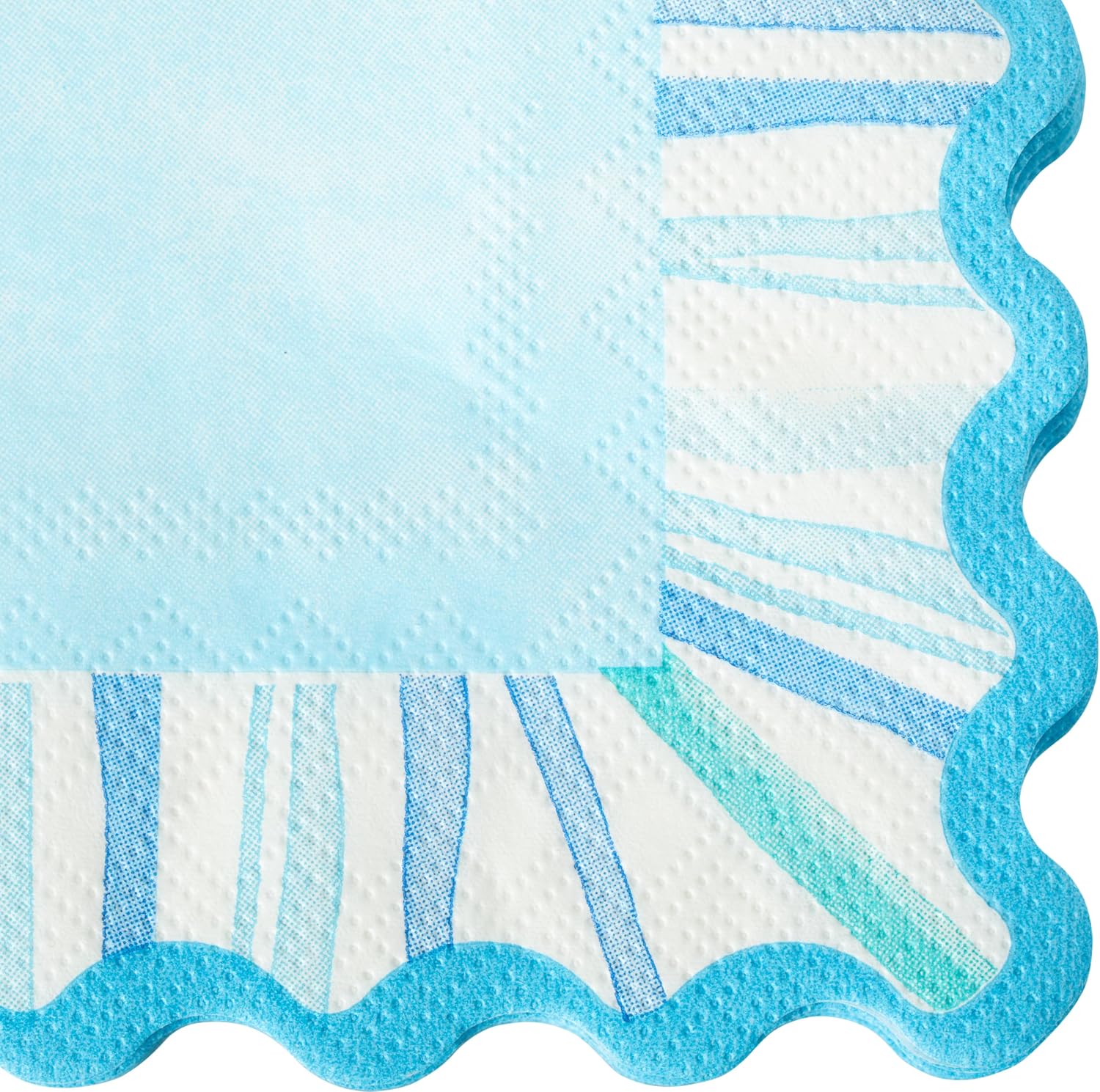C.R. Gibson TW4-25762 Watercolor Coastal Scallop Edged Disposable Paper Cocktail Napkins, 5" x 5", Multicolor, 20 Pieces