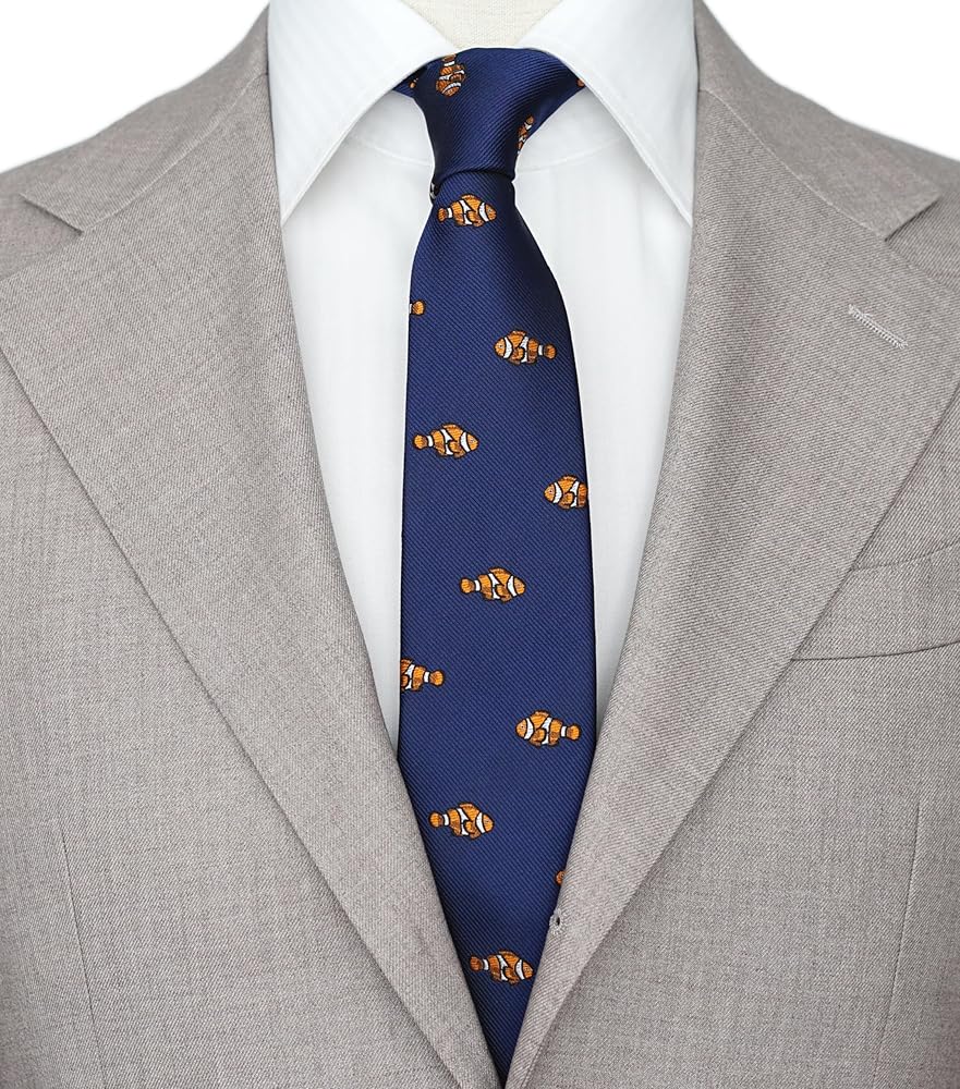 Amazon.com: ZENXUS Clownfish Tie for Men, Jacquard Designer Navy