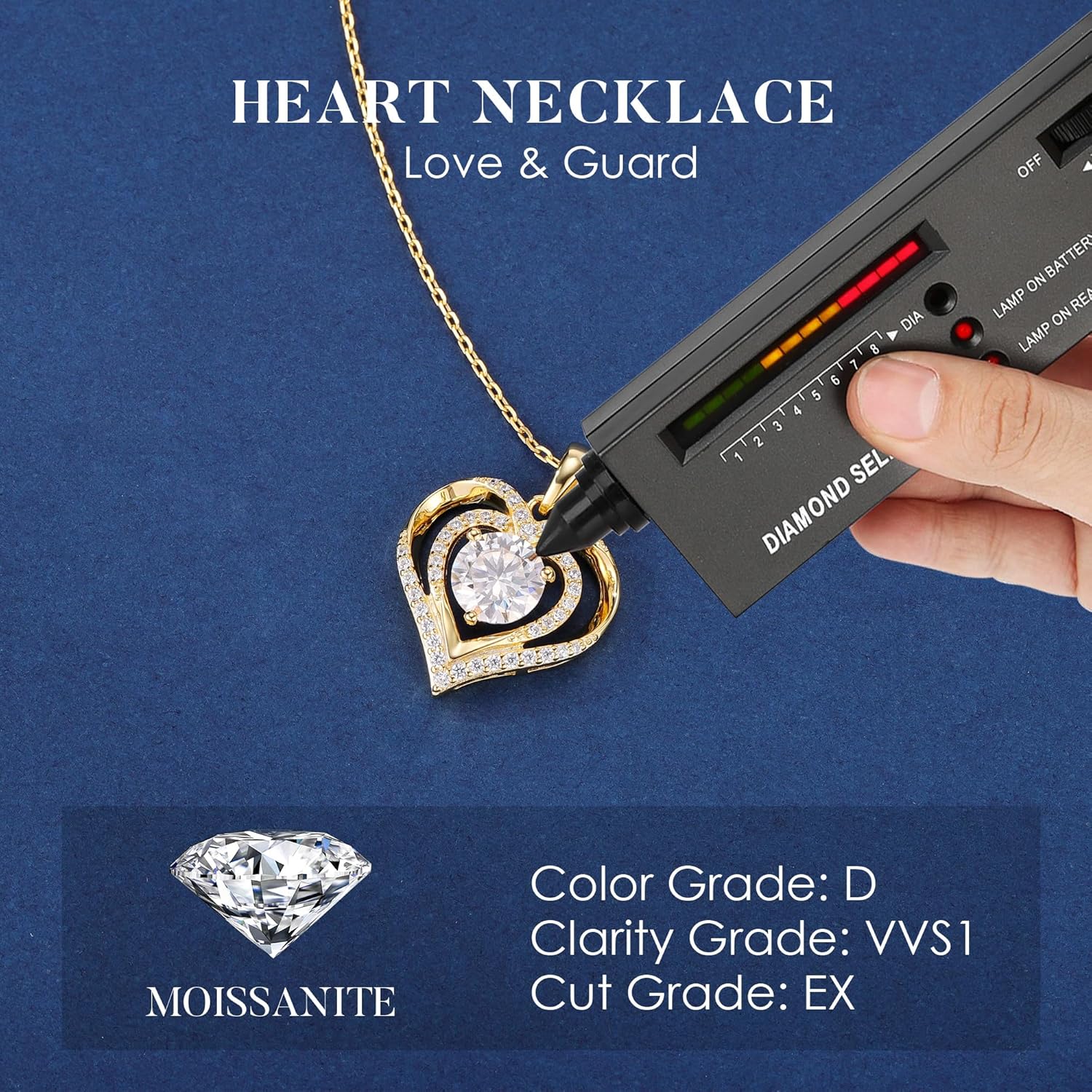 MOOSEA Necklace Gifts for Her - 925 Sterling Silver Double Heart Moissanite Necklace, 1-3 Carat Lab Created Moissanite Anniversary Birthday Gift for Women Wife Girlfriend Mom - Image 4