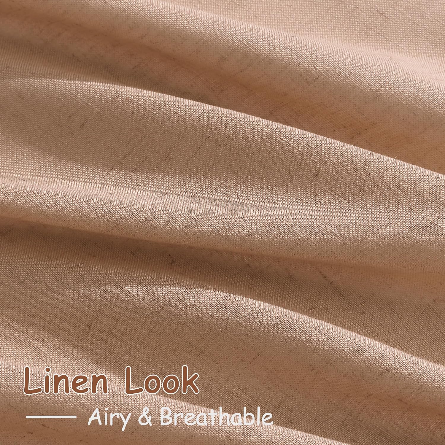 Nanspring Peach Linen Curtains 84 inches Long for Living Room Back Tab Luxury Light Filtering Privacy Sheer Curtain Modern Farmhouse Decor Boho Cotton Textured Gauze Drapes for Bedroom 2 Panels thumbnail