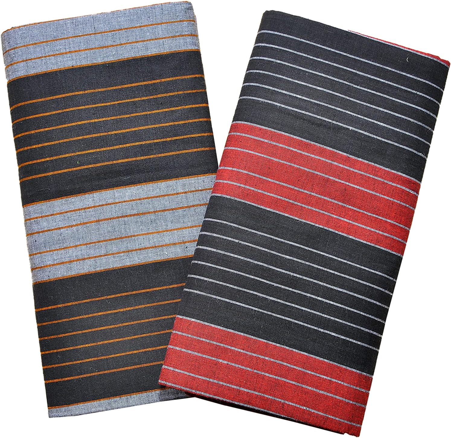 RETRO 100% Pure Cotton Striped Design Lungi For Men (2.00 Meters - 2.25 Meters - 2.50 Meters) Stitched Unstitched Available