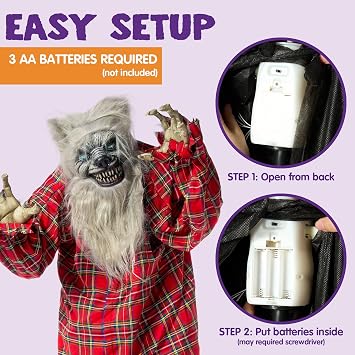 JOYIN 63 Halloween Decoration Outdoor Standing Werewolf Animatronics Clearance, Life Size Animated Ghost with LED Eyes and Creepy Sound, for Haunted House Decor Lawn Yard Patio