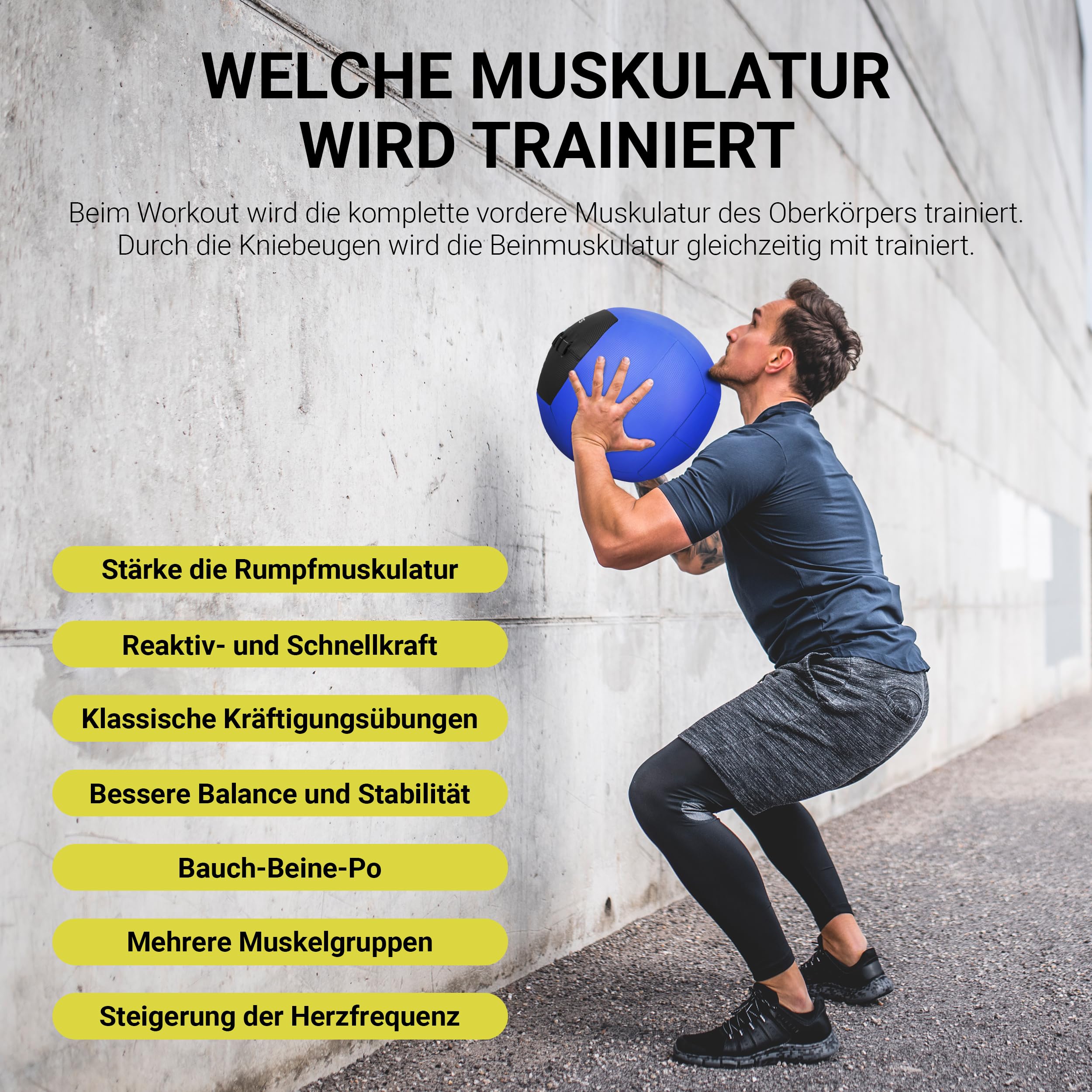 MSPORTS Wall-Ball Premium Balle lestée 2-10 kg