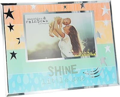 Pavilion Gift Company Shine Little One - Rainbow 9.25 x 7.25 Inch Horizontal Easel Back Picture Frame, Multicolor