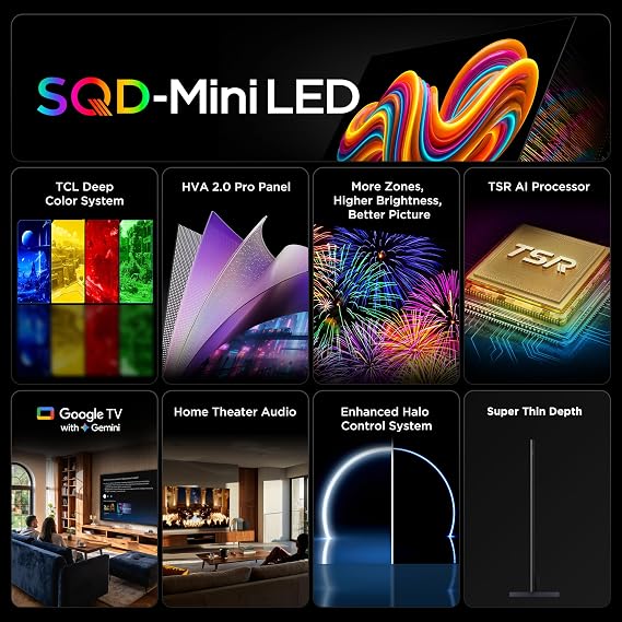 TCL 85 Inch Class QM7L Series | SQD-Mini-LED QLED Smart TV | 85QM7L, 2026 Model | 144Hz | Ultimate Color Ultra Brightness & Contrast | Google AI Bang & Olufsen | Voice Gaming Streaming Television