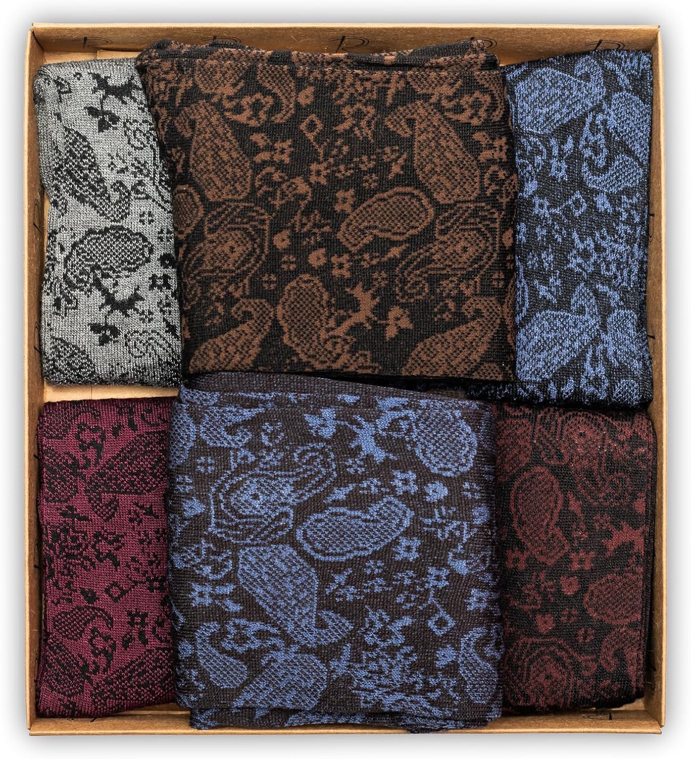 RAFRAY Bamboo Viscose Dress Socks Paisley, Men's Premium Lightweight Thin Crew Socks With Gift Box, 6 Pairs, Size 7-11.5 - Image 3