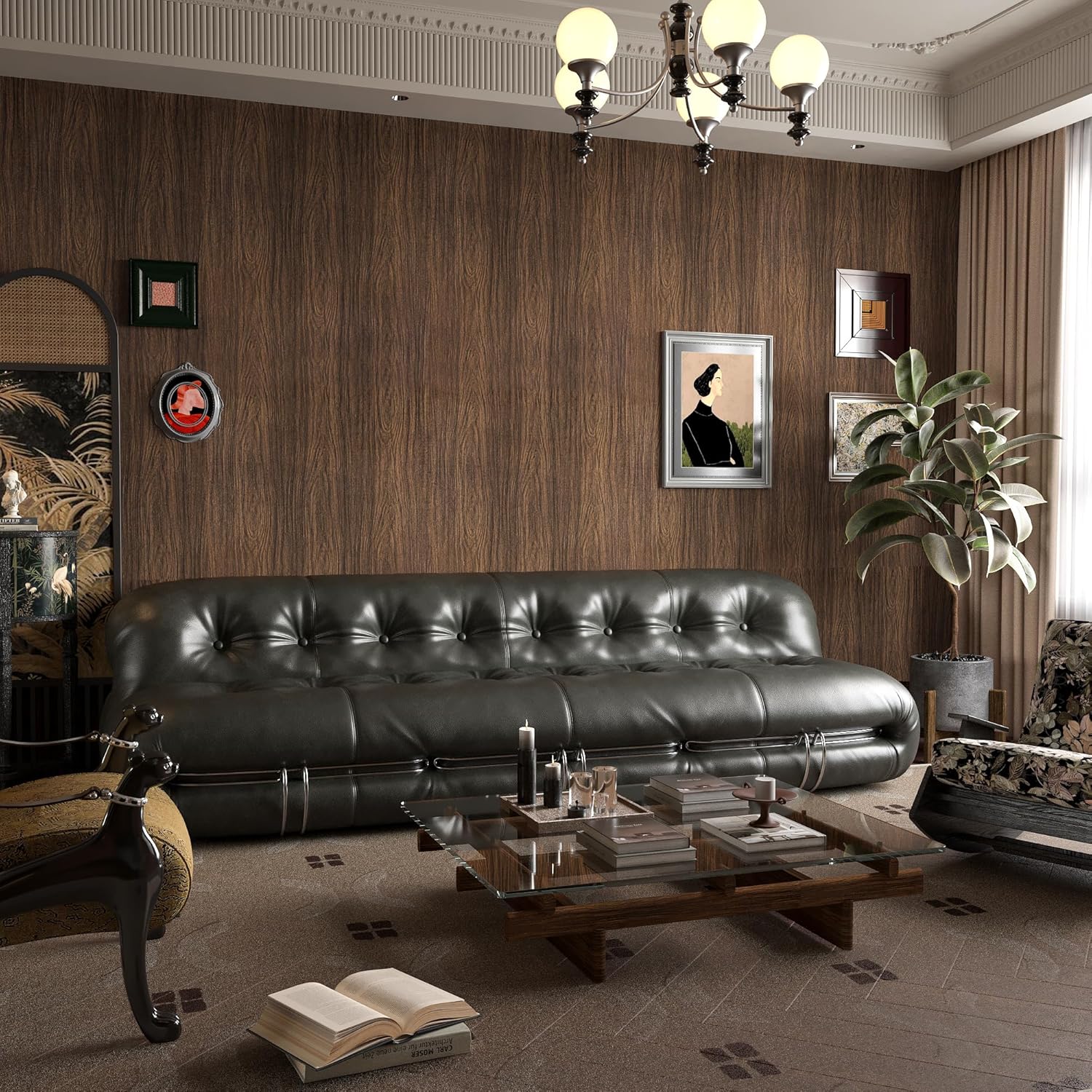 Walnut Brown Contact Paper 16"x354" Dark Wood Peel and Stick Wallpaper Self Adhesive Vinyl Thick Decorative Wall Covering Rustic Matte 3D Wood Veneer Textured Stickers for Furniture Refurbish