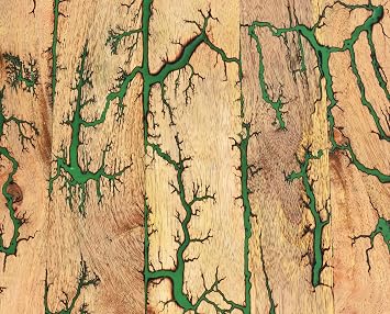 Wooden Cutting Board for Kitchen - Handmade Wood Chopping Board for Vegetables/Fruits/Meat- Lichtenberg Resin Cutting Cheese Board - Large Charcuterie Boards - BPA Free Lichtenberg Green, 16" x 9"