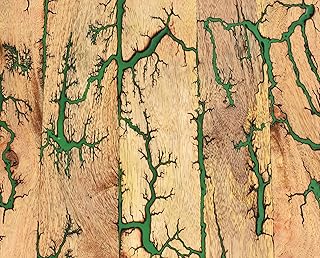 Wooden Cutting Board for Kitchen - Handmade Wood Chopping Board for Vegetables/Fruits/Meat- Lichtenberg Resin Cutting Cheese Board - Large Charcuterie Boards - BPA Free (Lichtenberg Green, 16" x 9")