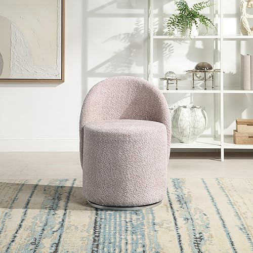 Miniatura 8 de OSP Home Furnishings Lystra - Silla giratoria de tocador con tela texturizada Boucle, color rosa polvoriento