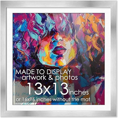 Miniatura 68 de Marco de madera negra de 9 x 9 pulgadas con paspartú blanco Con paspartú de 12 x 12 a 9 x 9 pulgadas Protector inastillable acrílico UV