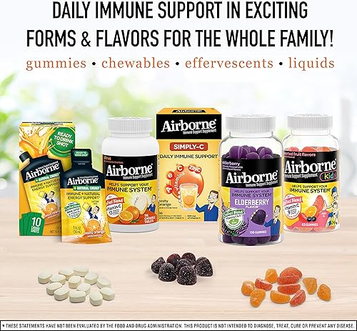 Miniatura 6 de Airborne 750 mg de vitamina C con tabletas efervescentes de zinc, suplemento de apoyo inmunológico con potentes antioxidantes, vitaminas A, C, D3 y