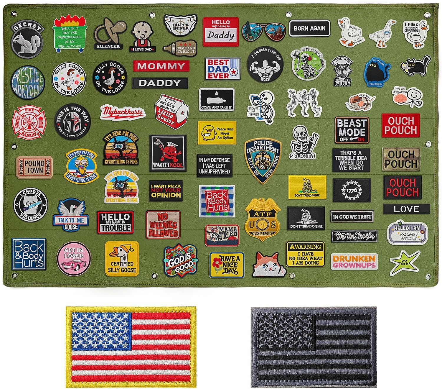 IANZE タクティカルパッチディスプレイパッチパネルホルダーボード ミリタリーモラルフックとループパッチ用 (グリーン 27.5イ