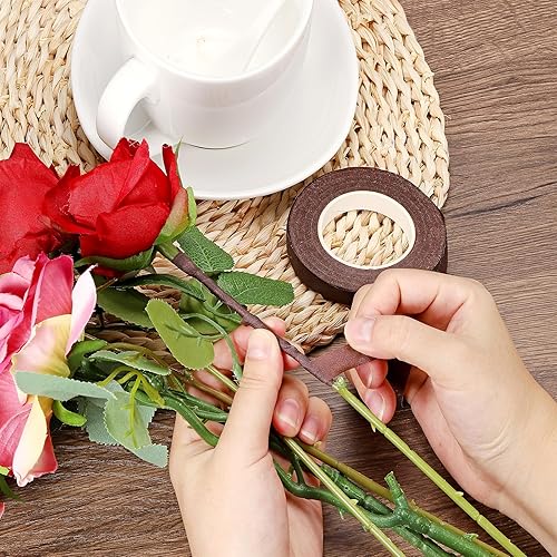 Miniatura 6 de PATIKIL Cinta floral de 30 yardas, 6 rollos de cinta de floristería, papel crepé, ramos de flores, cintas impermeables para envolver tallos de