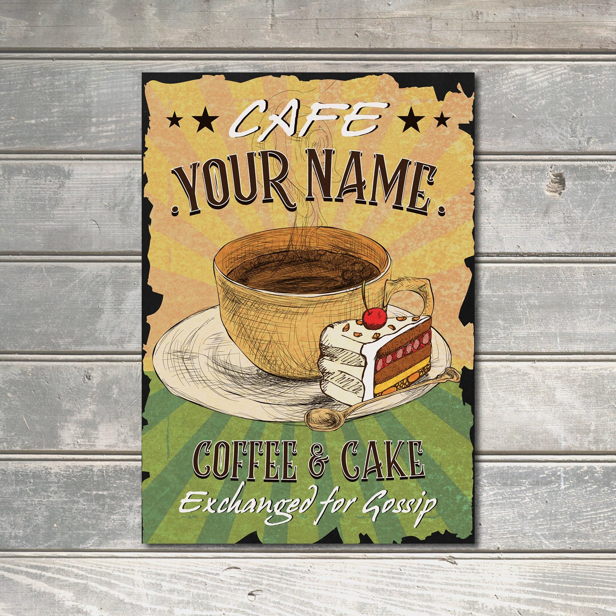 My Pixel Print Metal Personalised Cafe & Kitchen Cafe Charlotte Classic Sign Decor Plaque
