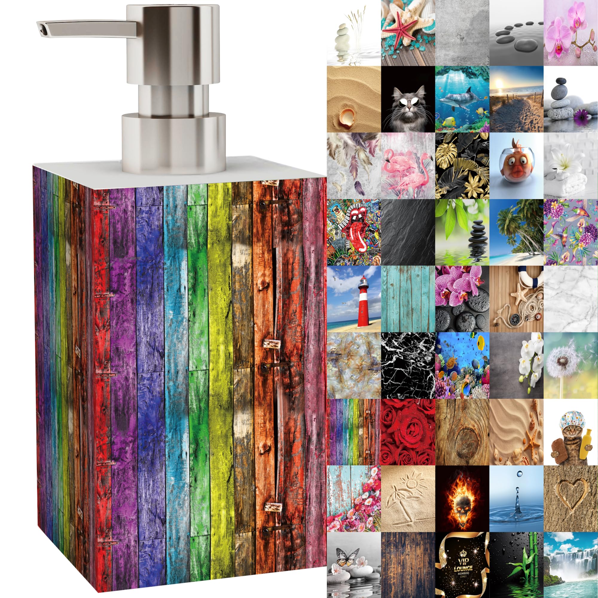 Premium Soap Dispenser | Wide choice of beautiful lotion dispenser | Easy to refill | Nice eyecatcher (Rainbow)