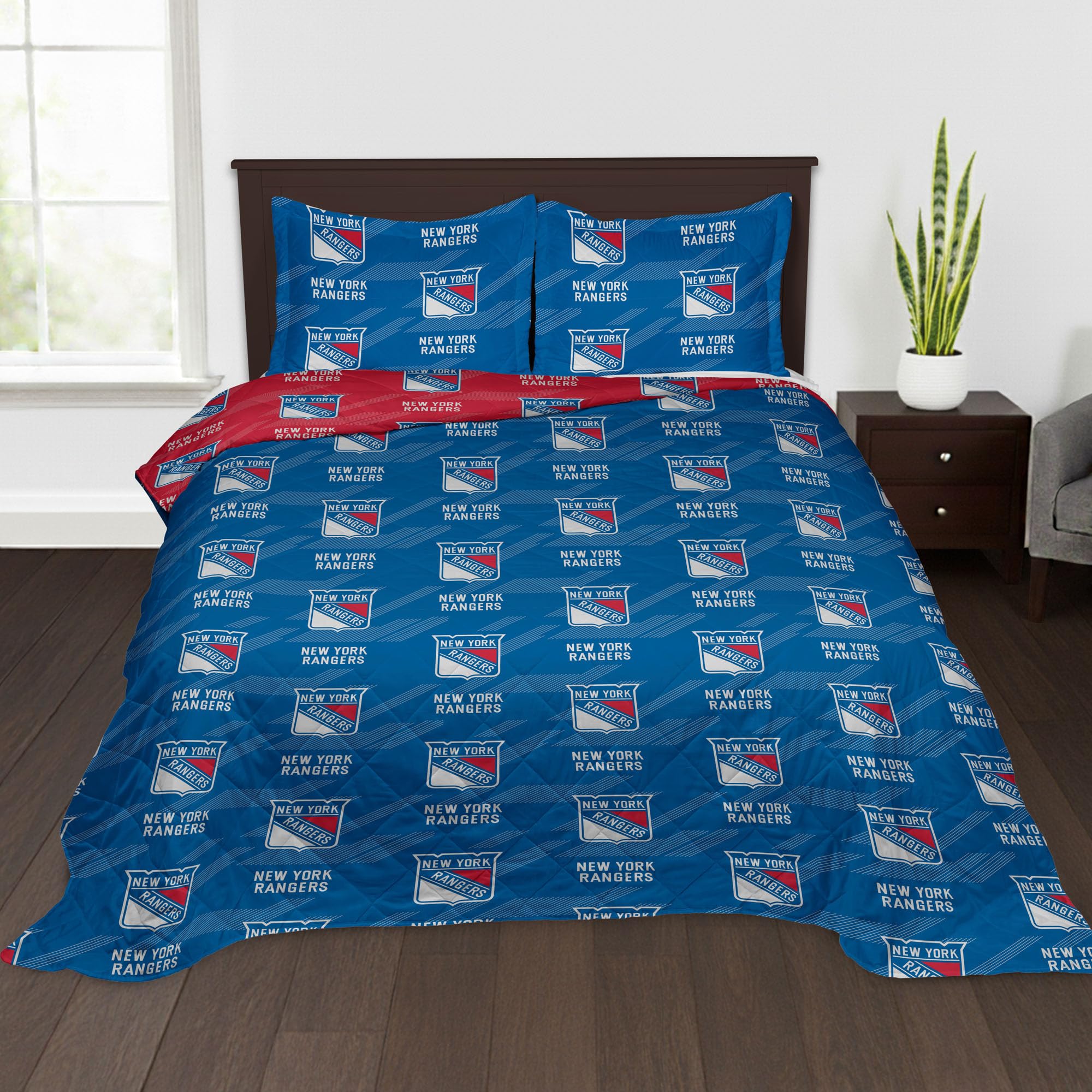 Northwest NHL Quilted Throw Blanket with 2 Shams, Soft Cozy Bedding, All Seasons, 90 x 90 inches