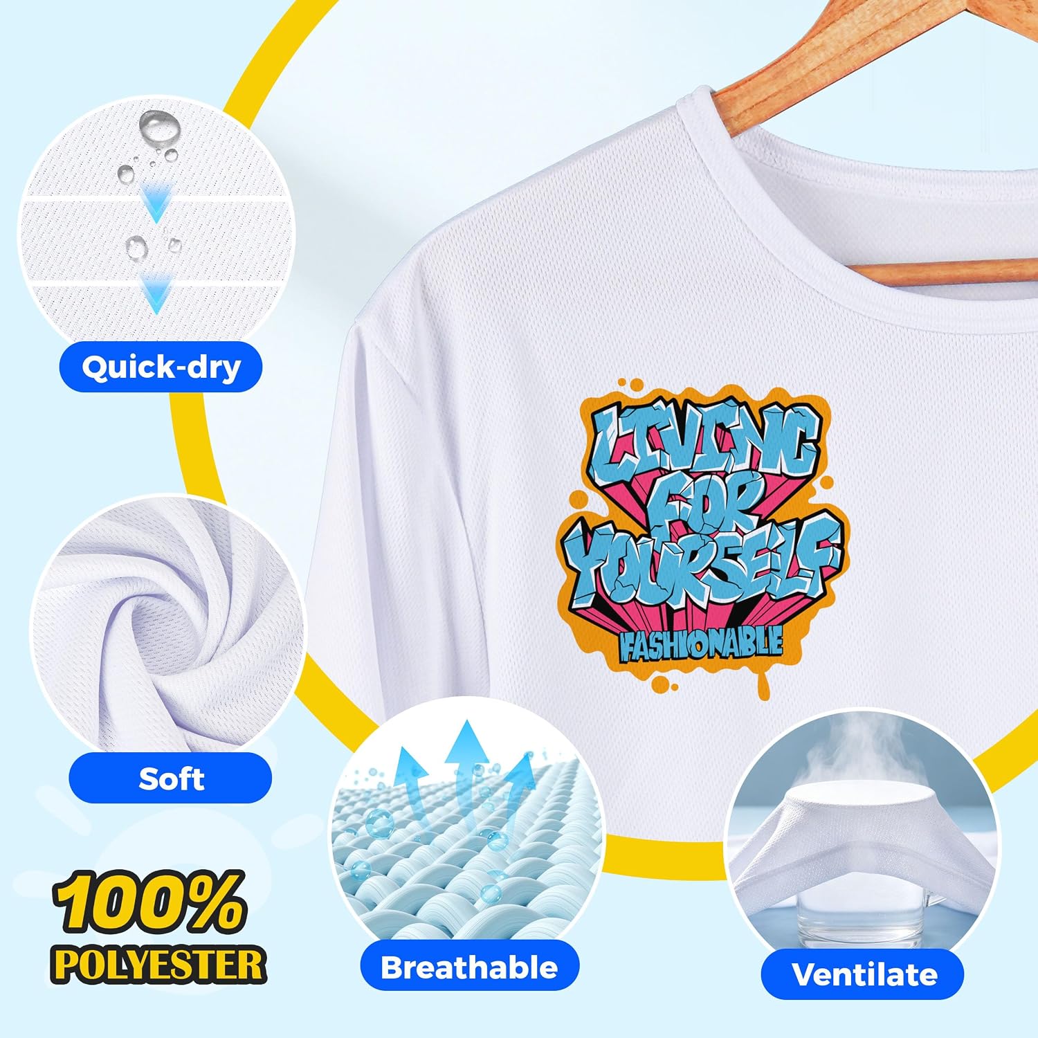 Joyclub Quick Dry Sublimation Shirts Blanks Bulk 5 Pack Unisex S-2XL