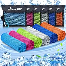 MENOLY 6 Pack Cooling Towels, 40"x12" Cooling Towels for Neck and Face with Breathable Carrying Bags,Soft Microfiber Instant Cooling Rags, Gym Workout Sweat Towel for Sports, Yoga, Camping, Running