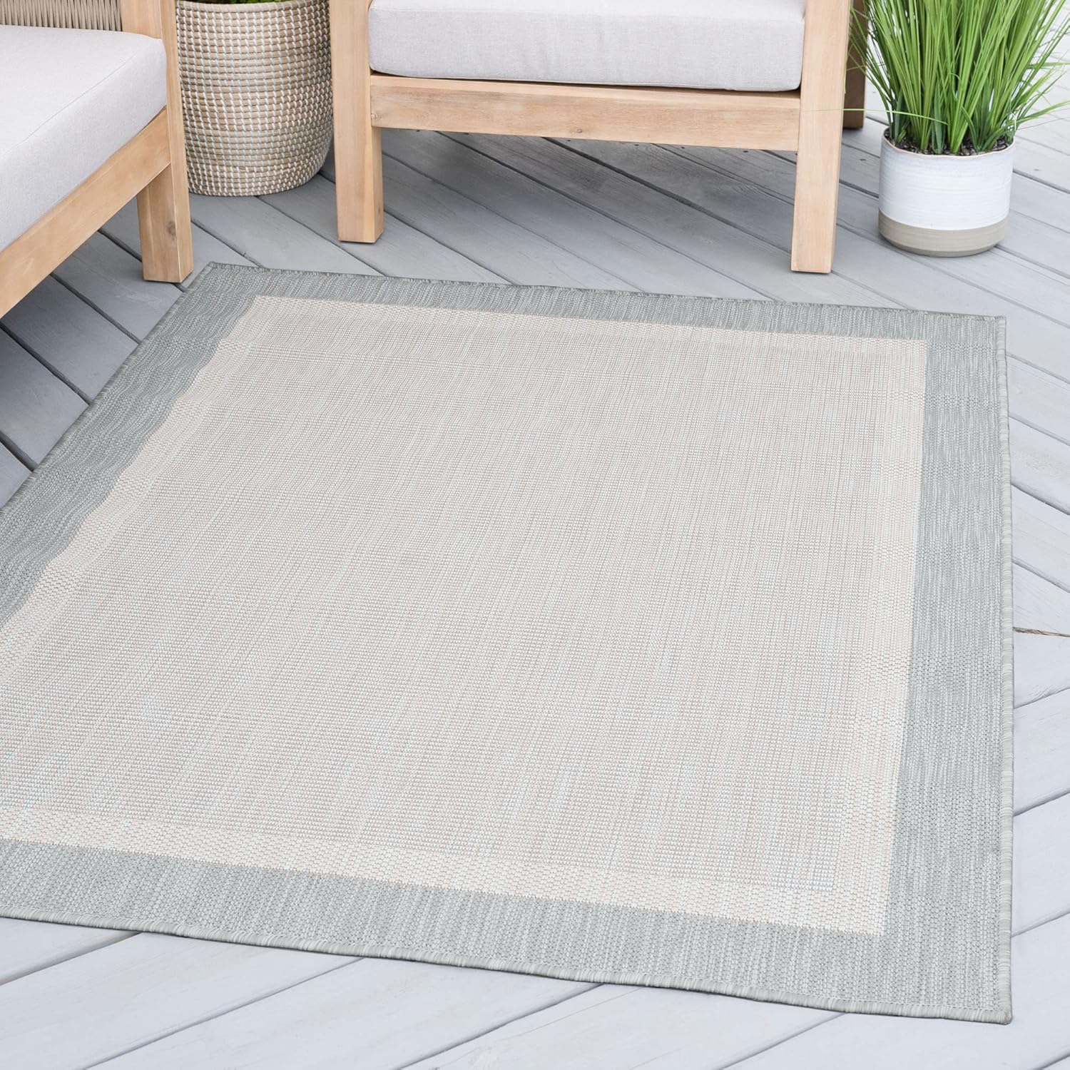 Gray Water Resistant 2x3 Indoor Outdoor Rug | Outdoor Rugs for Patios, Deck, Porch, Entry, Entryway | Outside Area Rug | Outdoor Patio Rug