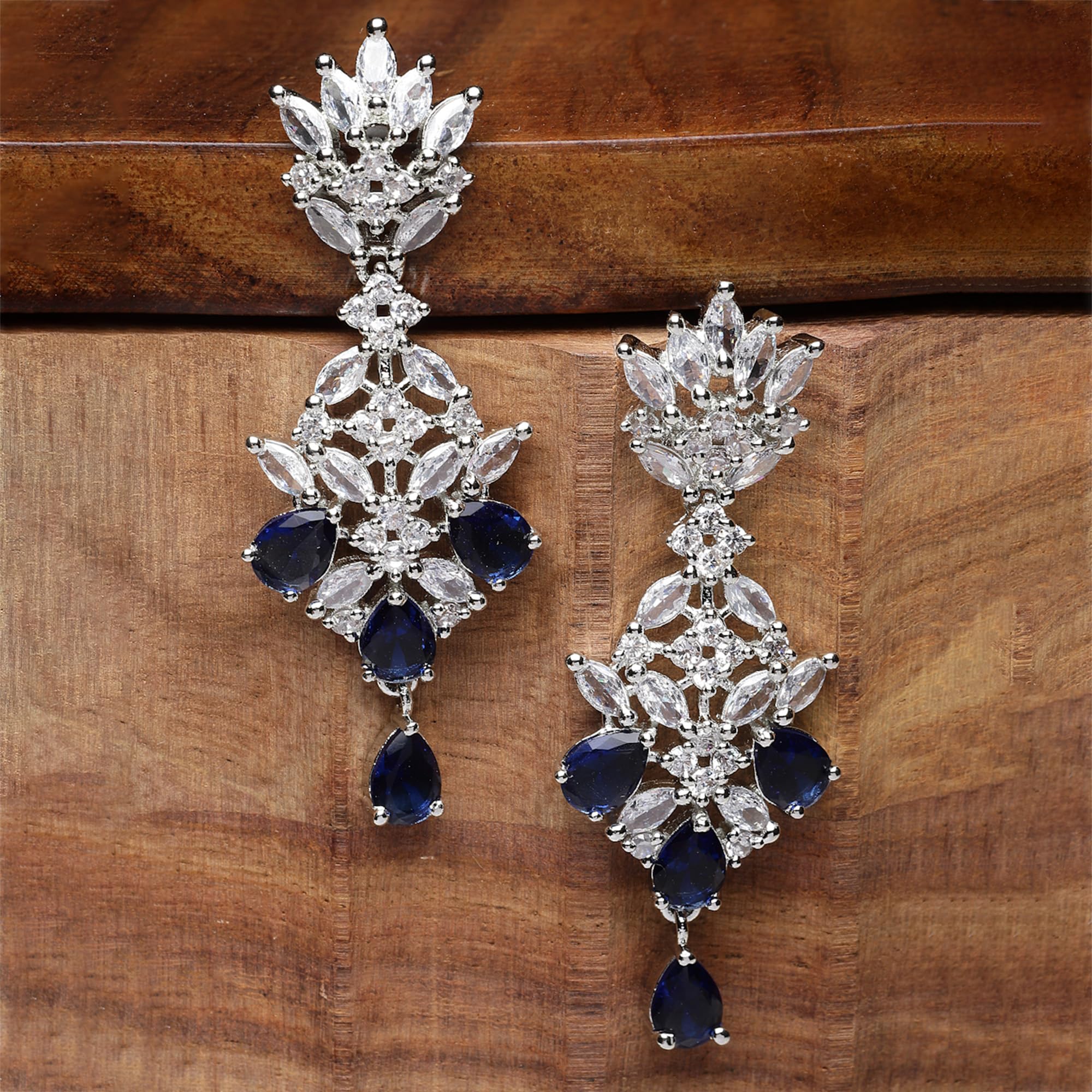Rhodium-Plated Spiked Drop Earrings