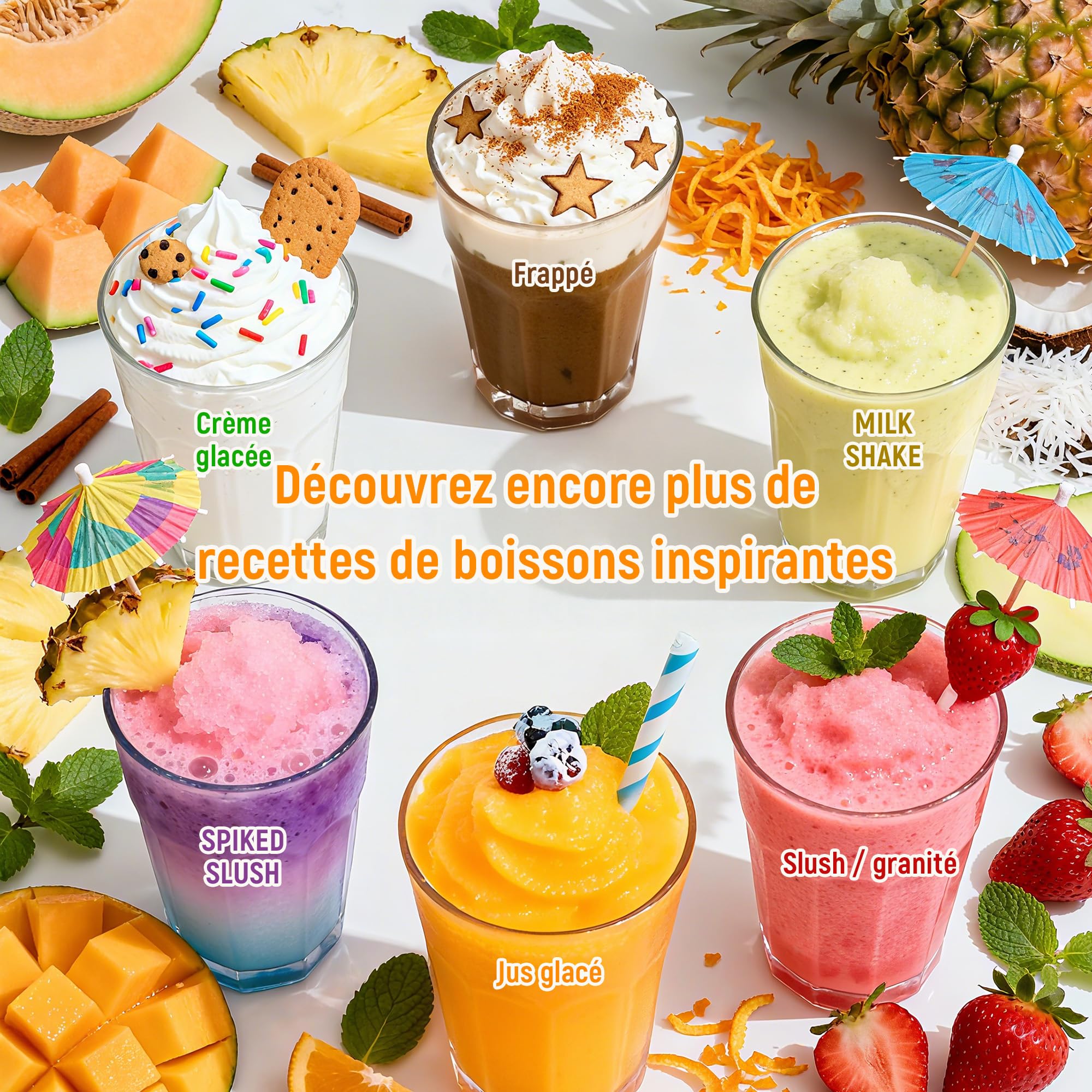 Machine à granita – 2,5 L slushie pour la maison, avec écran LED, 6 programmes préréglés pour crème glacée, margaritas, frappés, milkshakes, nettoyage automatique, sans glace (Black)
