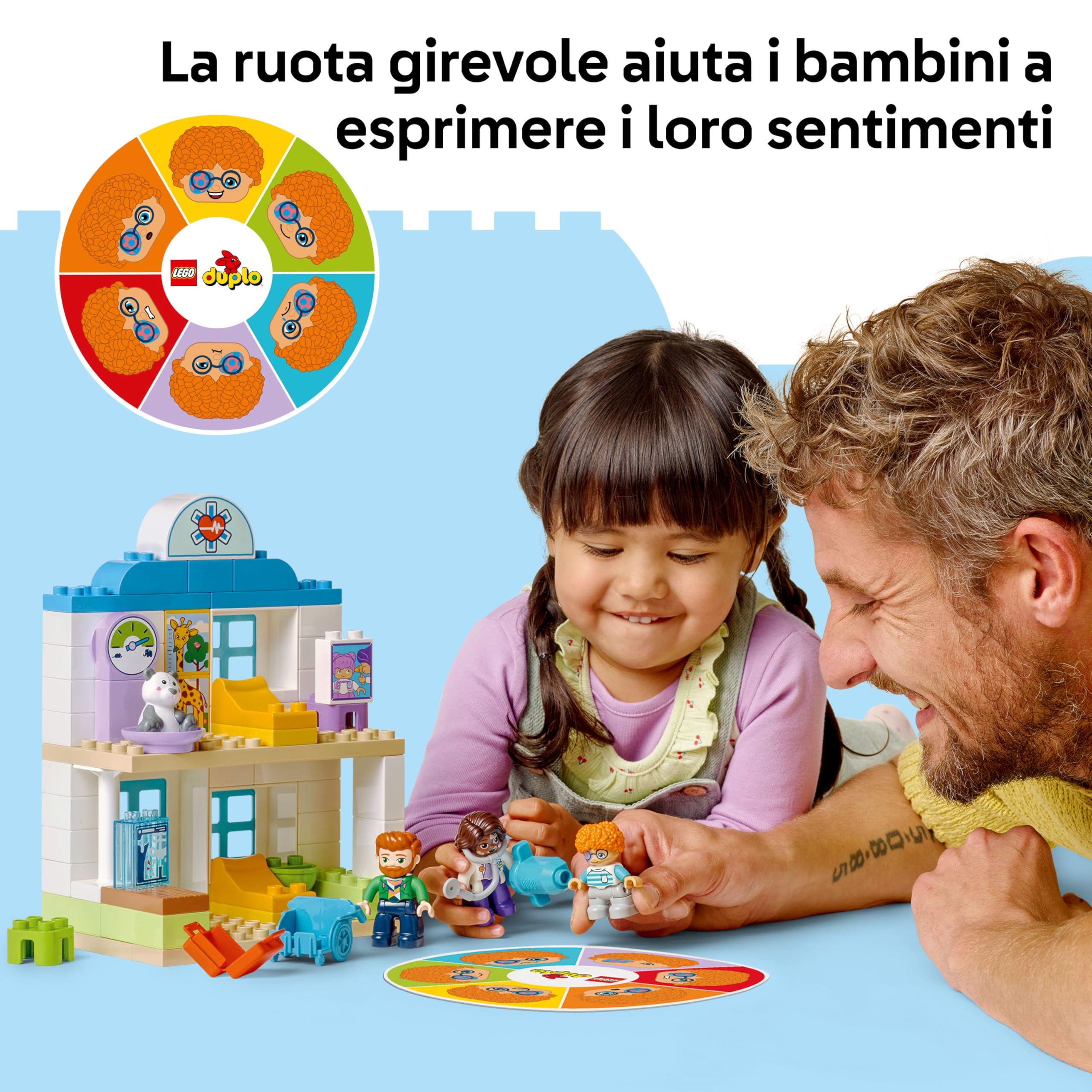 LEGO DUPLO Prime Esperienze: Visita dal Dottore - Giochi Didattici per Bambine e Bambini da 2 Anni - Set Montessori con Costruzioni, 4 Personaggi, Accessori e Carte delle Emozioni - Idea Regalo 10449
