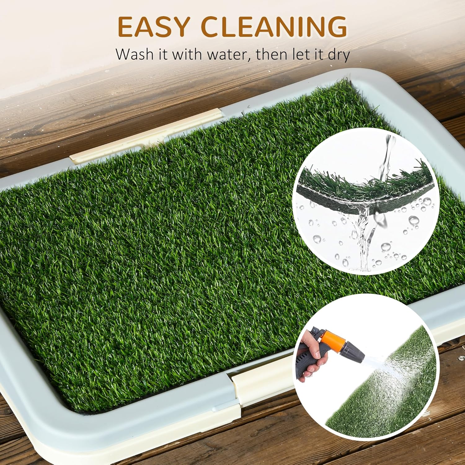 PawHut Dog Toilet, Puppy Training Pad Indoor, Portable Puppy Pee Pad with Artificial Grass, Grid Panel, Tray, 46.5 x 34cm